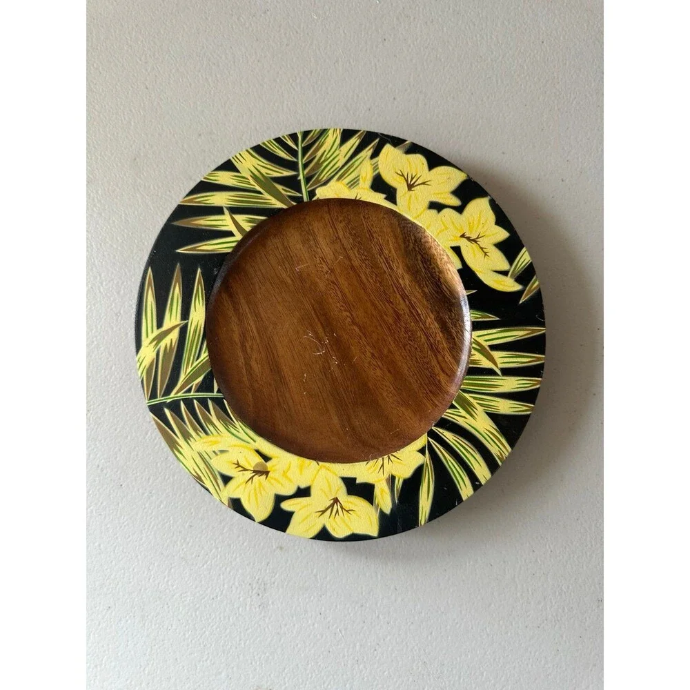 Hawaiian Island Life Tropical Flowers Wooden Trivet Hot Pad